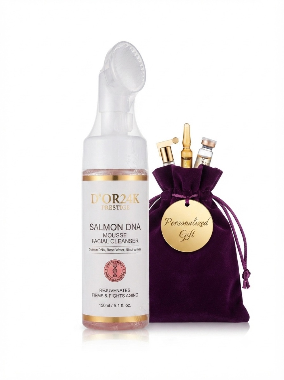 D'Or24K Skincare Salmon DNA Mousse Facial Cleanser 5.1oz $200 & beauty gift bag